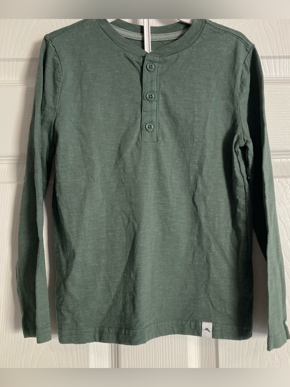 Tommy Bahama Long Sleeve Shirt Youth Boy Small 5 6  Green Solid Henley